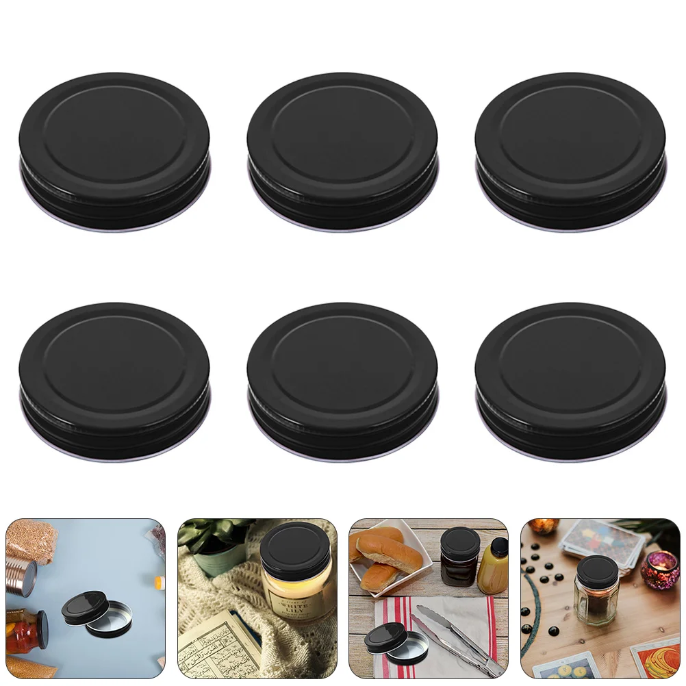

16pcs Tinplate Lids Mason Storage Jar Covers Caps Canning Caps (Black)