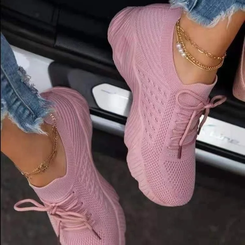 2022 New Fashion Sneakers Women Lace Up Platform Women Shoes Summer Plus Size Flat Mesh Sports Shoes Woman Vulcanize Shoes