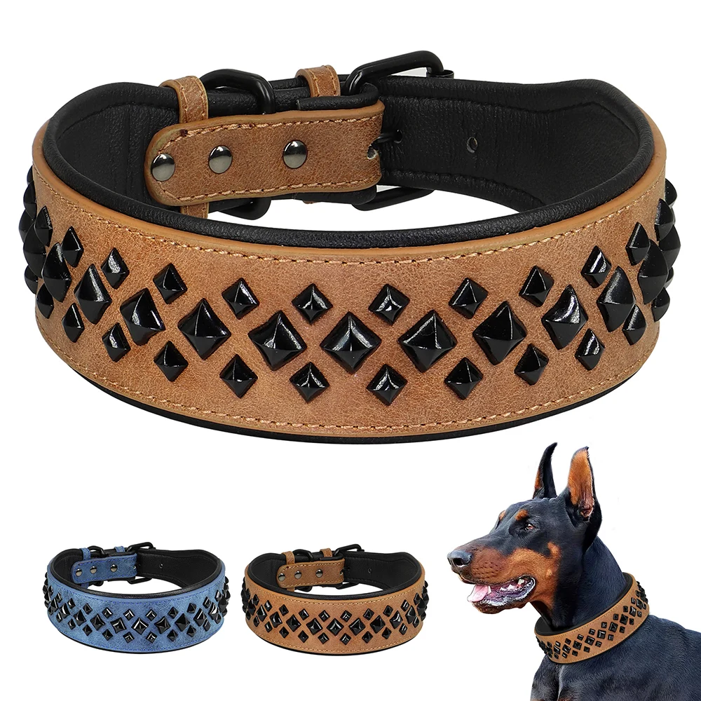 

Medium Bulldog Training Dog Collars Collars Necklace French Dog Spike Real Dogs Large Collar For Durable Pet Leather Big Padded