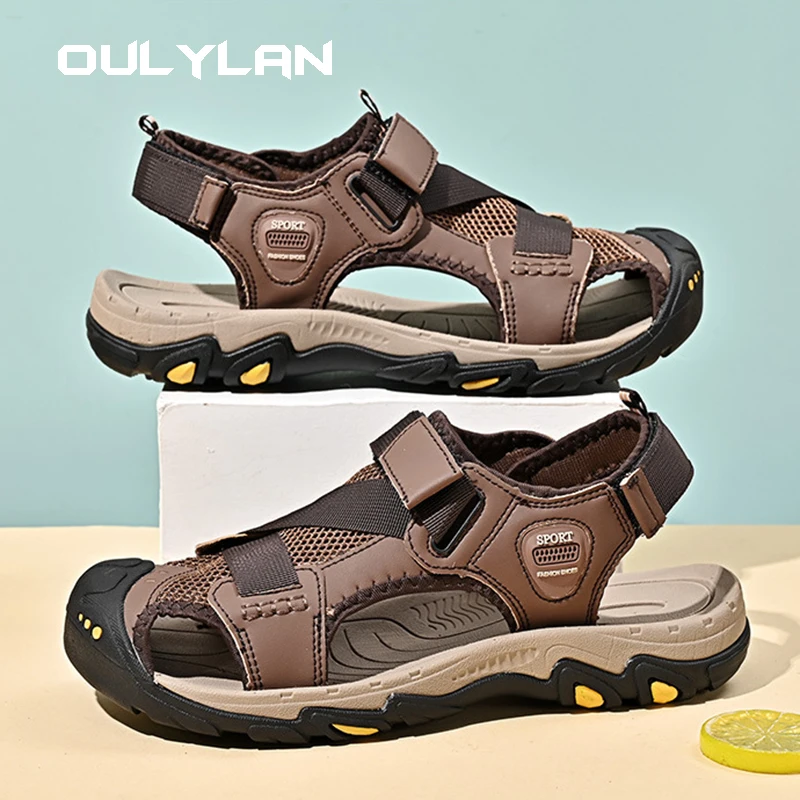 Сандалии мужские Нескользящие пляжная обувь дышащие шлепанцы два применения