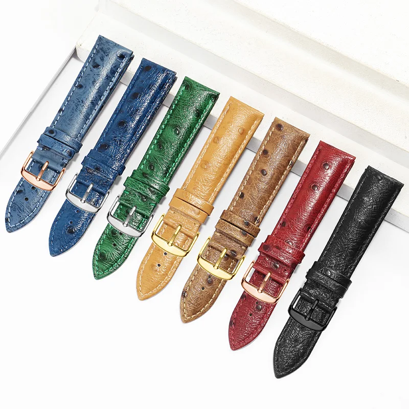 Universal Replacement Strap 12/13/14/15/16/17/18/19/20/21/22/23/24mm Men And Women Ostrich Print Leather Watchband