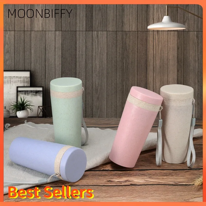 

450ML Wheat Straw Single layer wheat flavored with mouth Insulated Tumbler with Lid Eco-friendly Travel Mug Portable Water Cup
