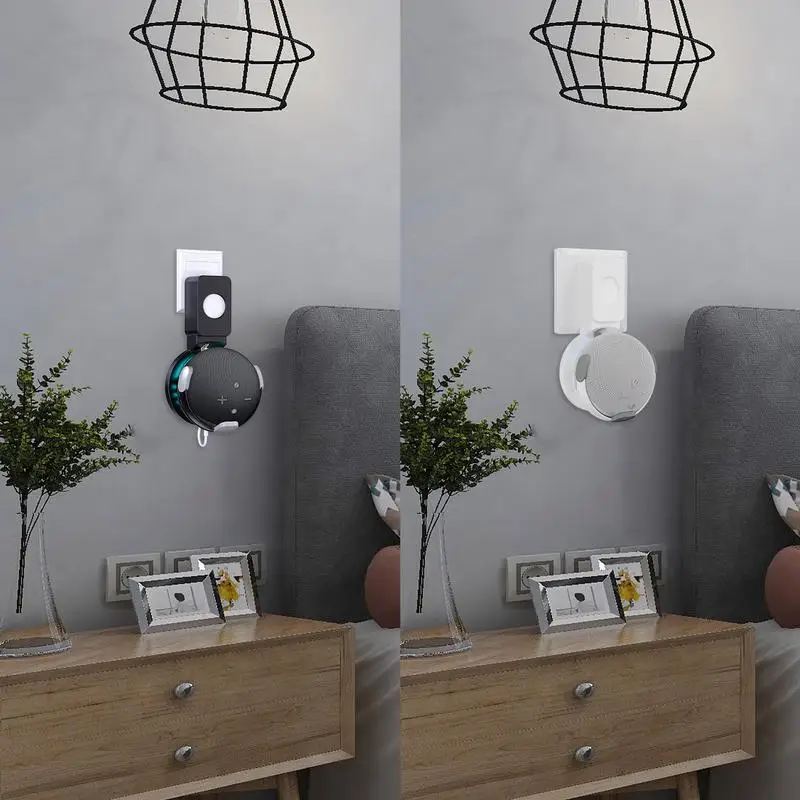 

For Dot 4th Generation Smart Home Speaker Wall Mount Holder Outlet Hanger With Built-in Cable Organize For EchoDot 4rd Gen