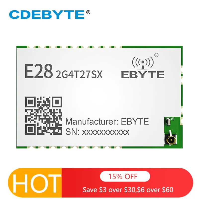 

LoRa SX1281 FLRC GFSK 27dBm 2.4GHz Wireless Serial Port Module Long Distance CDEBYTE E28-2G4T27SX Transmitter IPEX Stamp Hole