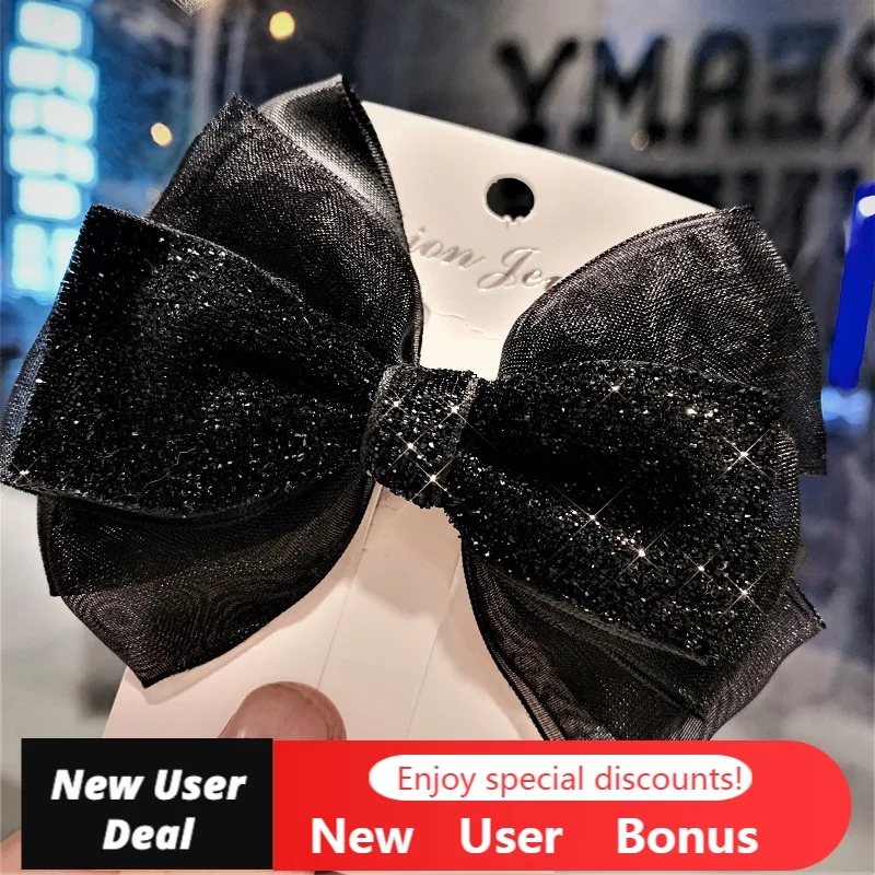 

New Chiffon Bowknot Elastic Metal Hair Claws for Women Summer Vintage Cross Headwear Girls Hair Accessories Headband Hairpin