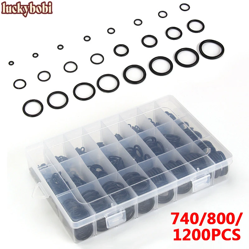1200Pcs 24Sizes Universal Car Air Conditioning O-Rings Auto Repair Tools Compressor Rubber Rings Sealant Car Accessories
