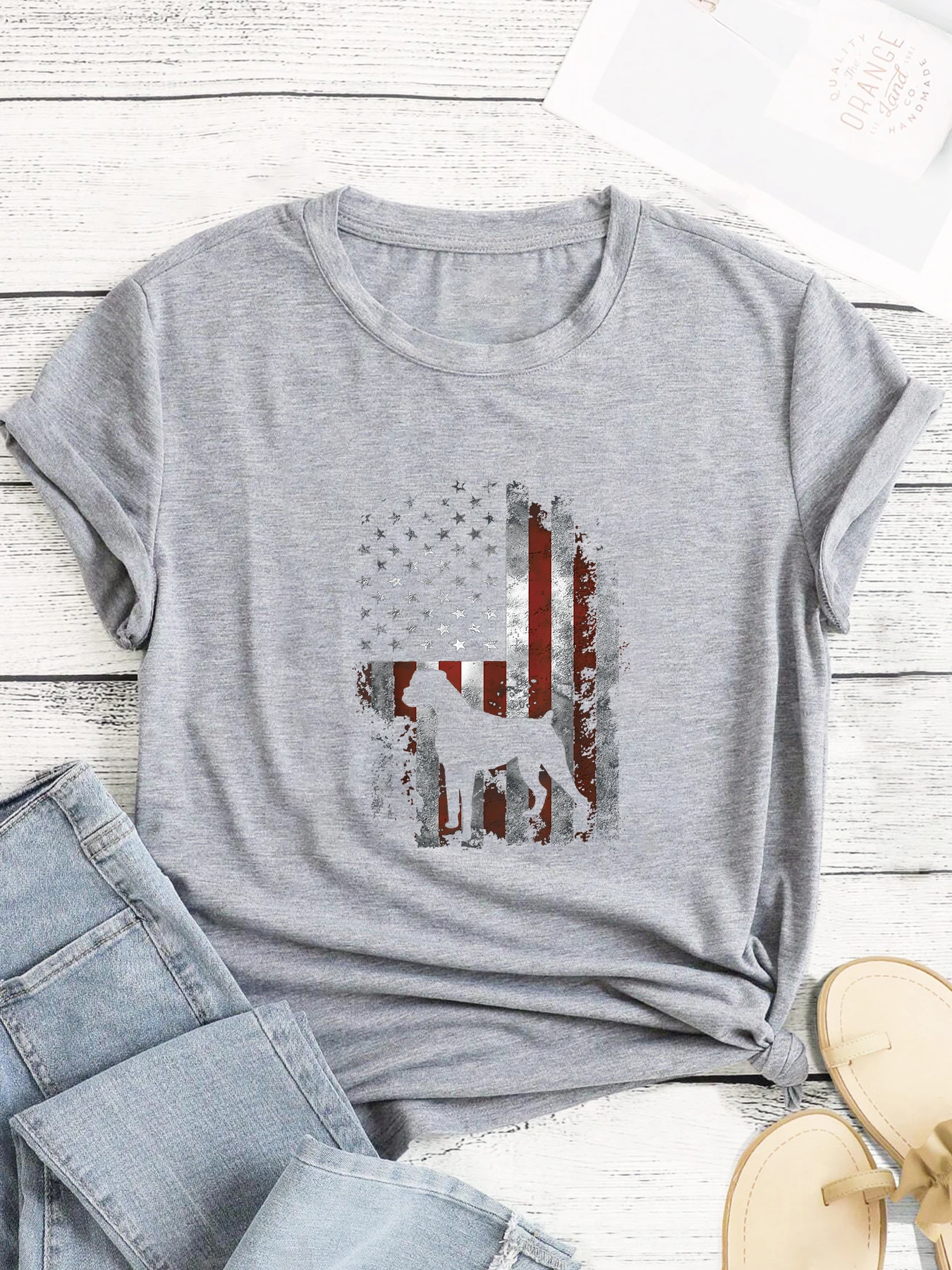 Повседневная модная женская футболка Dogo серебристо-американский флаг с принтом