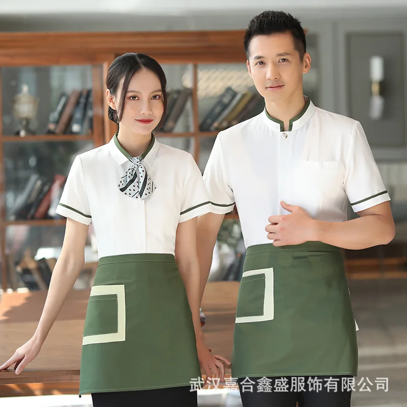 Столовая рабочая одежда официанта с коротким рукавом для мужчин и женщин