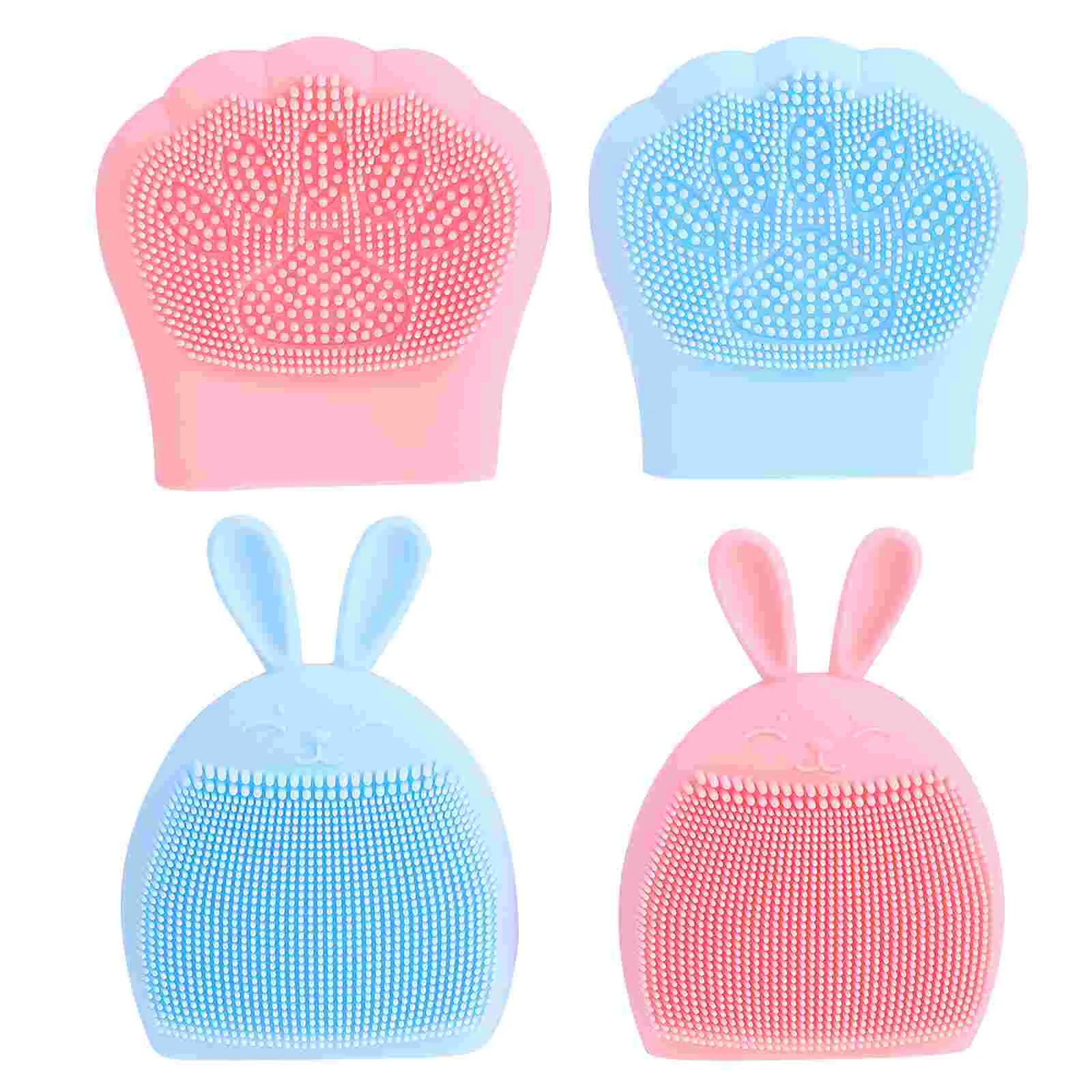 

4 Pcs Face Scrubber Silicone Cleansing Brush Cleanser 8.5X6.5cm Silica Gel Baby