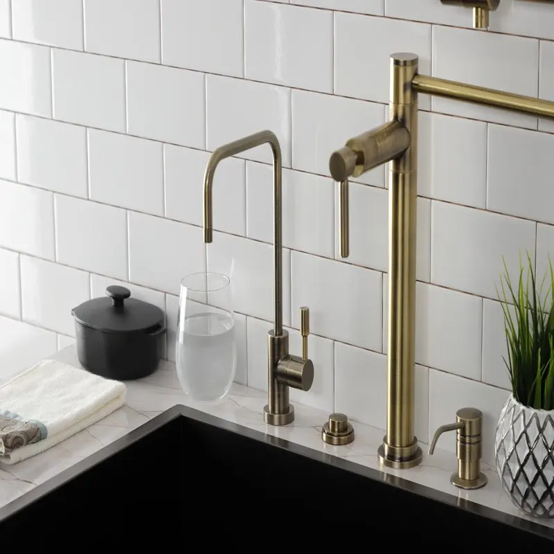 

Elegant Antique Brass Single-Handle Concord Water Filtration Faucet for Improved Taste and Better Drinking Water.