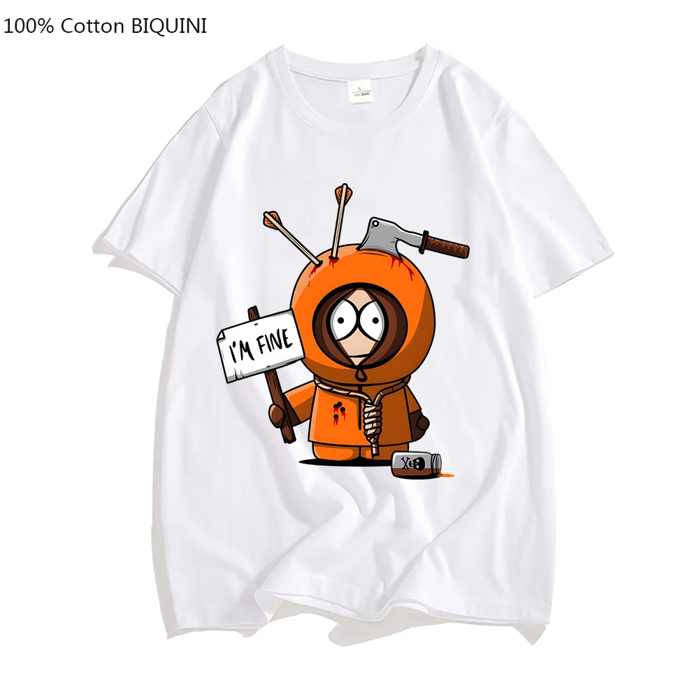 Crimson Dawn S-South Park T-shirt Kawaii Cartoon Mens Tshirt Summer Short Sleeve Fashion Cute Tee-shirt 100% Cotton Streetwear