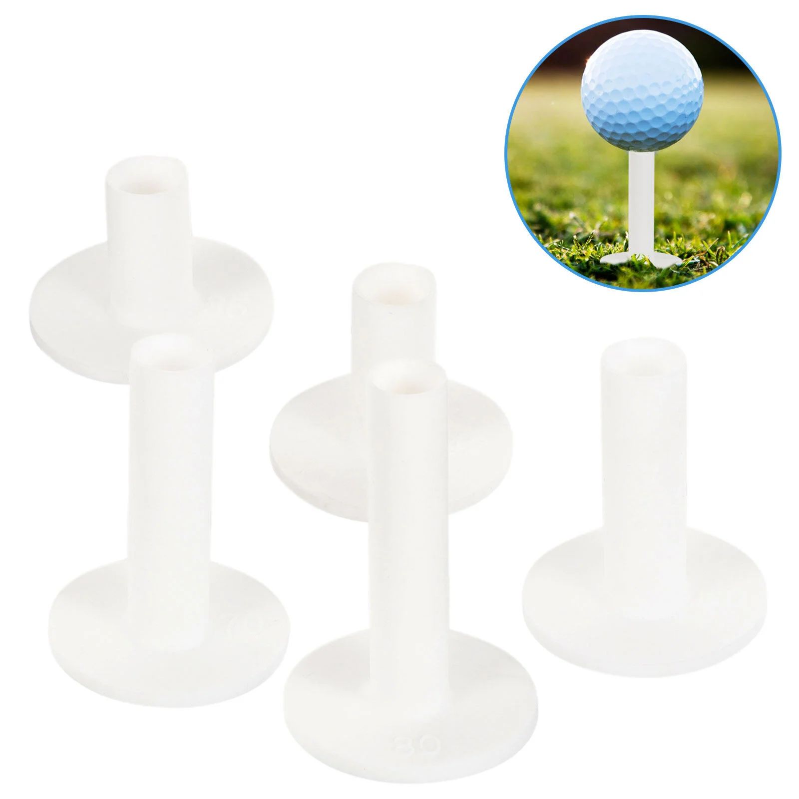 

5 Pcs Plastic Golf Balls Hit The Golfs Practice Mat Tees Stands Storage Holders White Silica Gel Driving Range Convenient