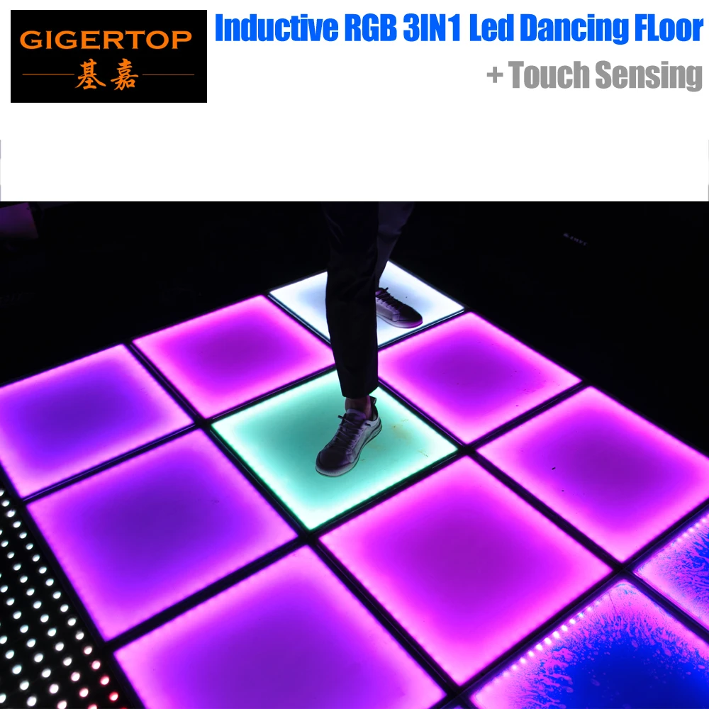 TIPTOP  RGB 3IN1 Induction Led Floor Light Night Club Disco Wired illuminated Infinite Mirror LED Dance Floor DMX Remote Control