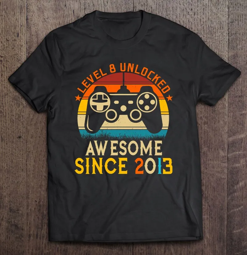 

Разблокированная футболка уровня 8 на день рождения для мальчиков Awsome 2013 Ver2, футболка большого размера, Мужская футболка на заказ, рубашки д...