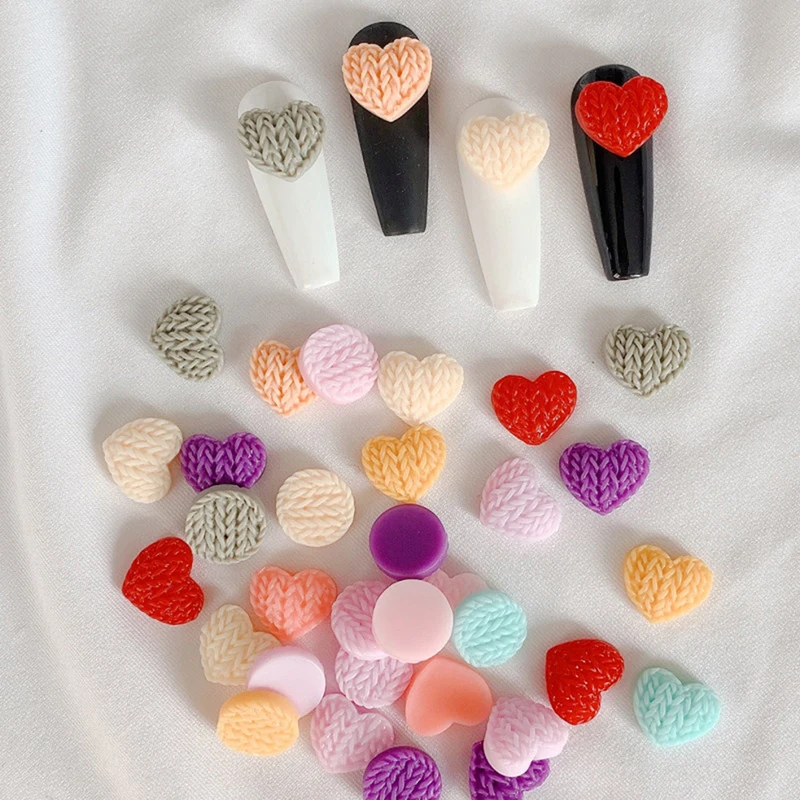 

Подвеска для ногтей в форме сердца, Красочный милый свитер, сердца, украшения для ногтевого дизайна, аксессуары для мягкого ногтевого дизай...