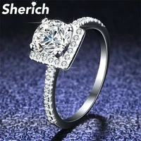 sherich 1 carat square shape moissanite diamond 100 925 sterling silver simple generous thin ring women brand jewelry %d0%ba%d0%be%d0%bb%d1%8c%d1%86%d0%b0