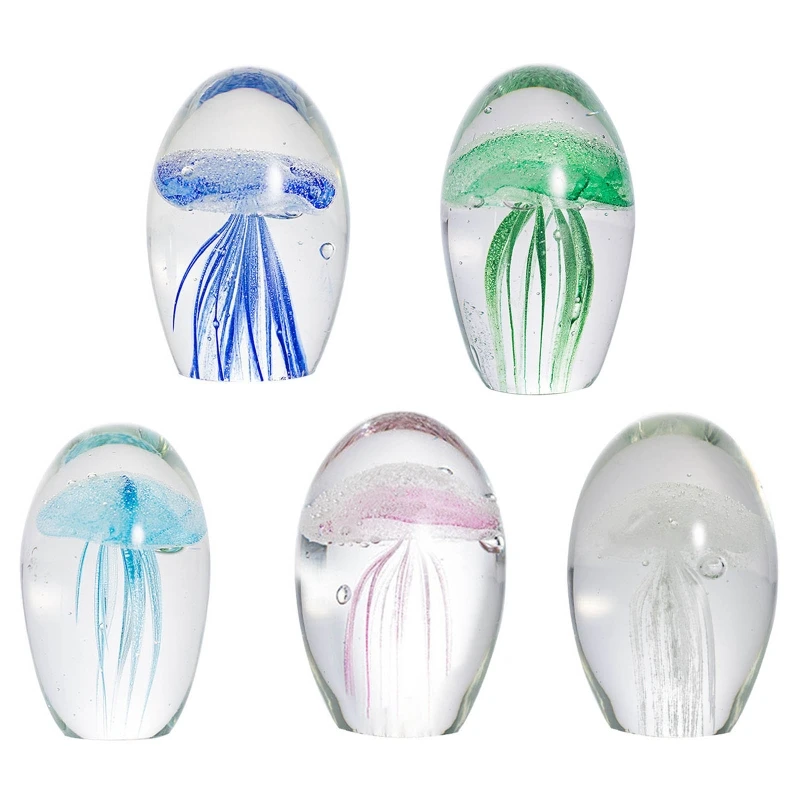 

3D Crystal Jellyfish Ornament Sea Animal Paperweight Crafts Collectible for Home Living Office Desktop Decoration Gift Supplies