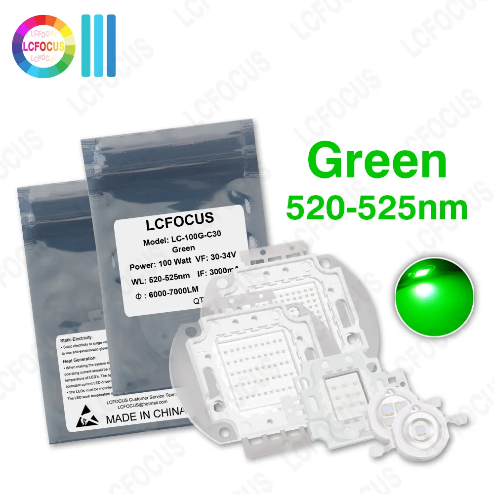 

Светодиодный чип LCFOCUS LC-1&100G зеленый 520нм 525нм