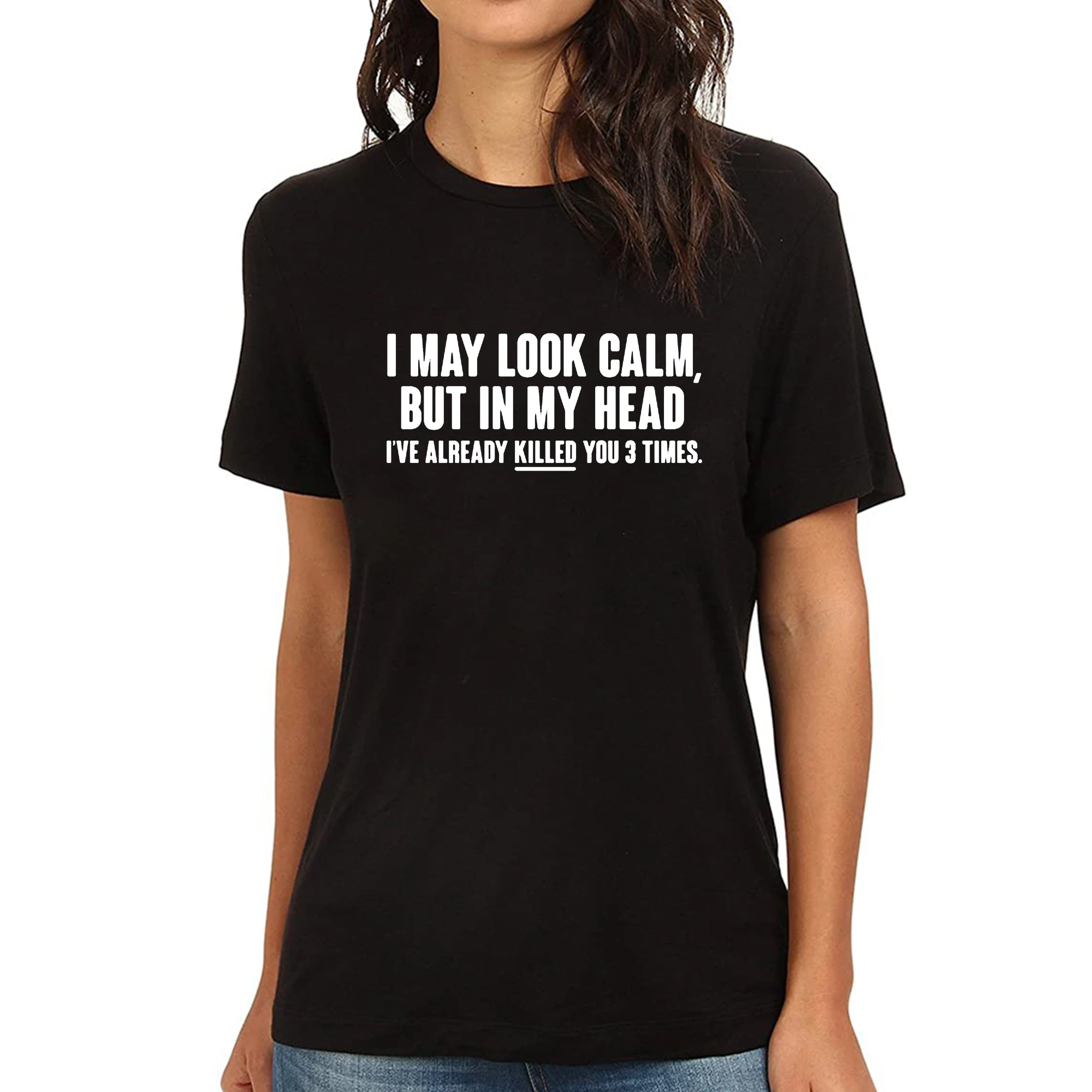 

Lyprerazy, женская футболка с надписью «я могу выглядеть спокойно»