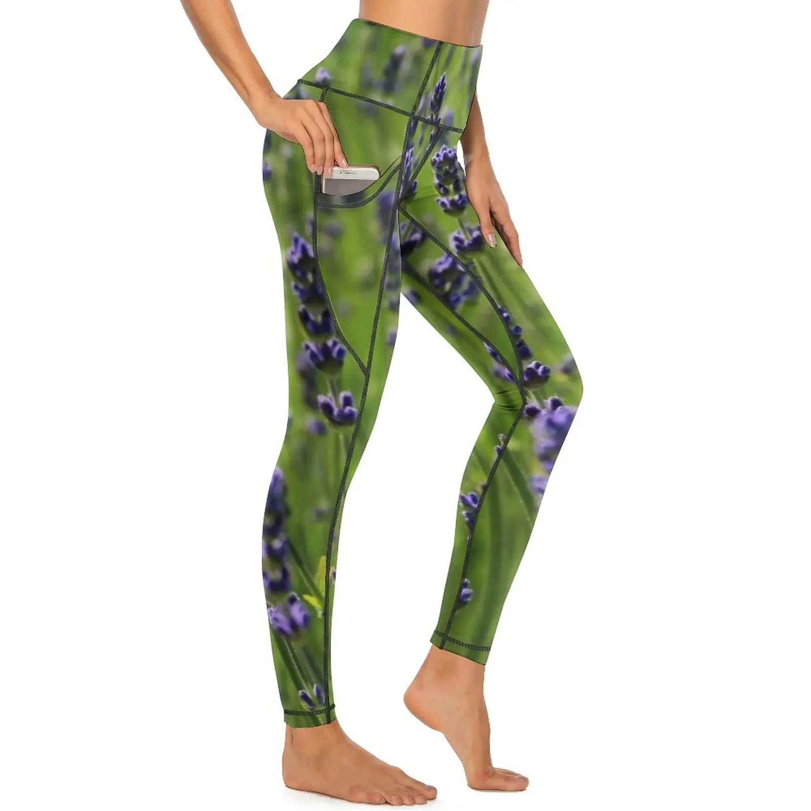 

Lavender Dreams Leggings Sexy Blooming Floral Print Push Up Yoga Pants Leggins With Pockets Custom Workout Gym Sports Tights