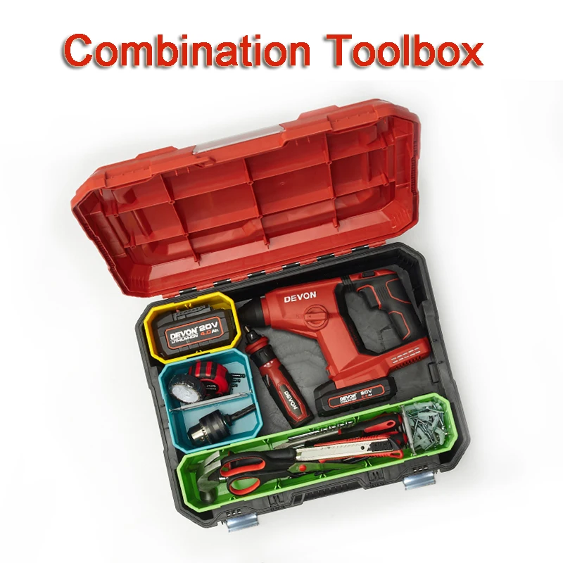 Combination Tool Box with Large Stacked Embedded Multifunctional Material Accessories Stacked Storage Box Storage Organizer