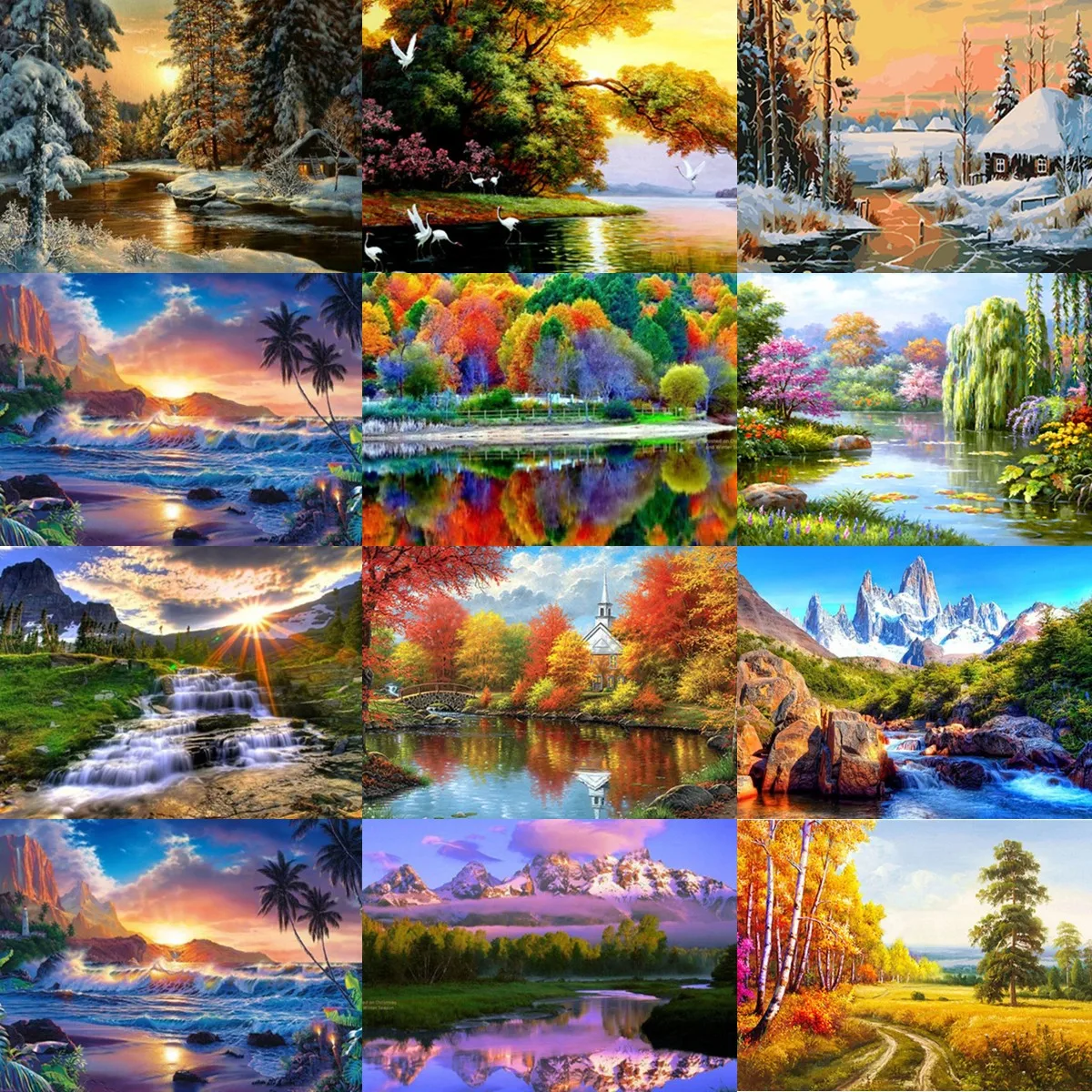 5D Деревенский Пейзаж Комплект Алмазной Живописи Круглая Дрель Полное Покрытие