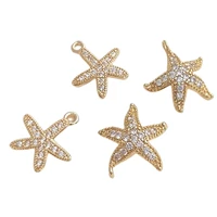 2pcs gold plated brass charms starfish zircon pendant for jewelry findings making diy earrings necklaces handmade accessories