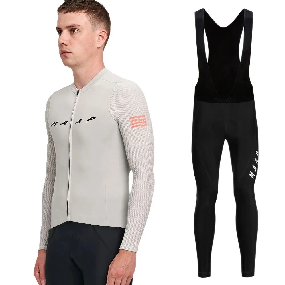 

MAAP Mens Spring Autumn Cycling Long Jersey Set With Bib Pant Cycling Equipment Ciclismo Sport Mountain Bike Cycling Clothing