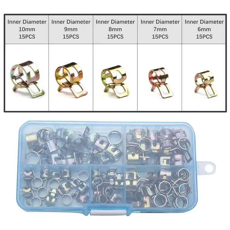 Набор вакуумных пружинных хомутов из стали 75 шт.