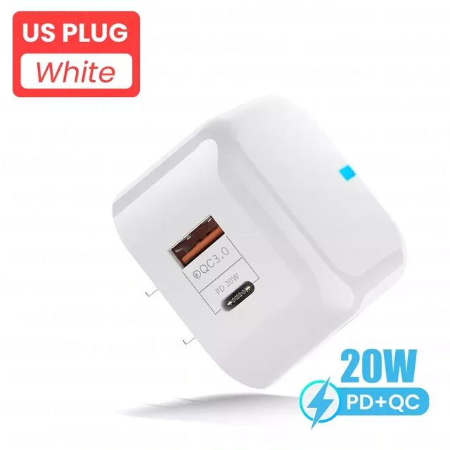 

Phone Charger For iPhone 13 12 Pro Max X 8 PD QC3.0 Fast Charger USB Type C Charger USB C Wall Adapter Plug Quick Charger