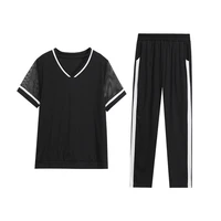 female 2022 new womens summer short sleeve pants loose comfortable running suit korean fashion trend casual wear two piece set