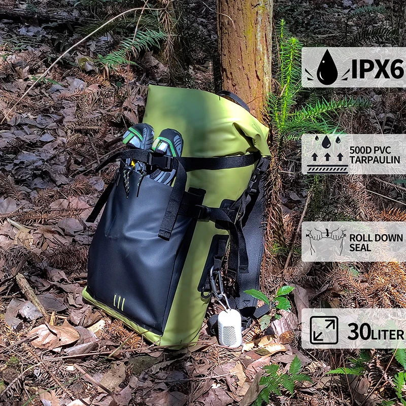 30L Outdoor Kayak Waterproof Backpack Rolltop Trekking Drybag Sports Dive Beach Camp Fishing Bag Motorcycle Duffle Bag Women Men