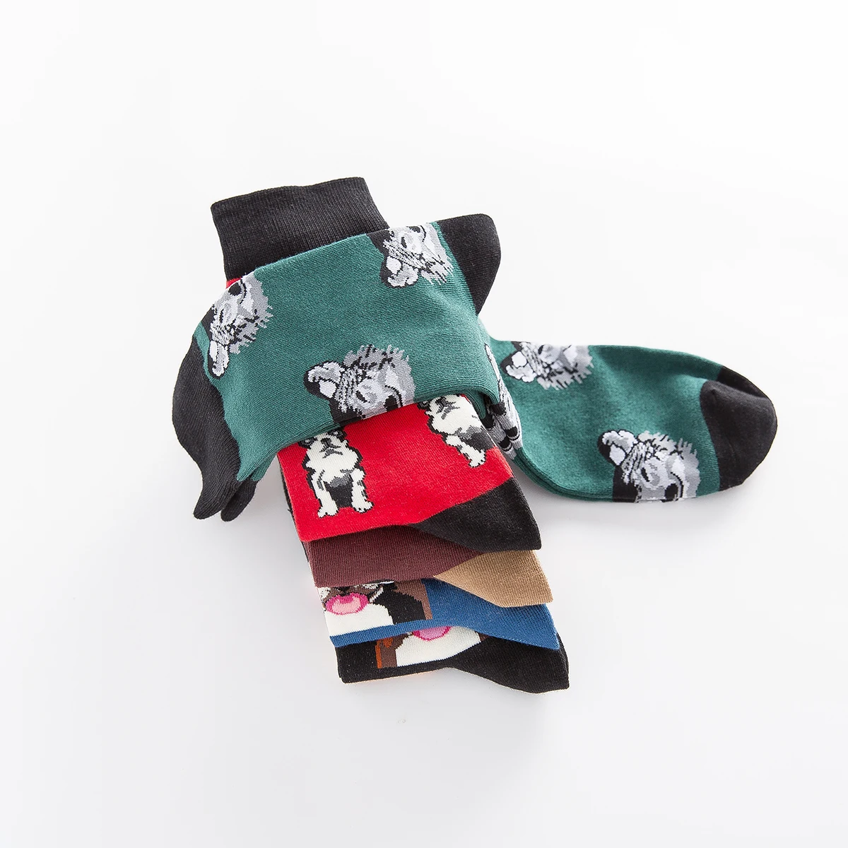5 Pairs New Dog Series Colorful Middle Tube Men Cotton Socks Fashion Cartoon Trendy Dog Casual Funny Men Socks Wholesale