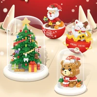 christmas theme building blocks christmas tree merry house santa claus bricks toy mini bricks building for kids birthday gift