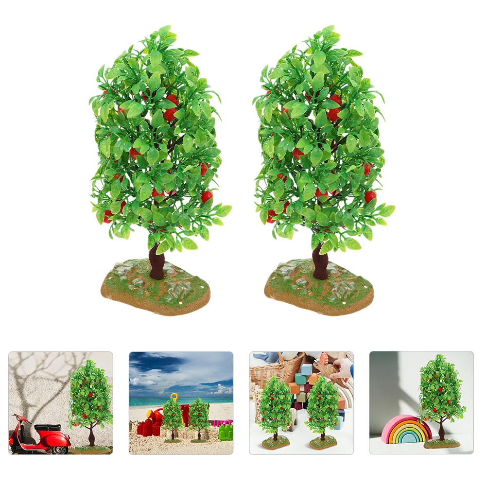 

2Pcs Train Scenery Miniature Trees Micro Landscape Accessories Plastic Tree Model Fake Fruit Trees Fake Trees Toys