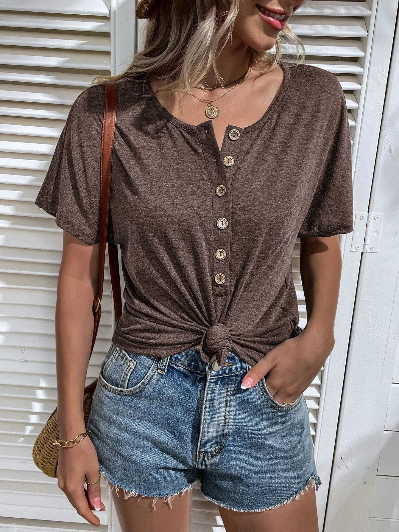 

Space Dye Half Button Tee
