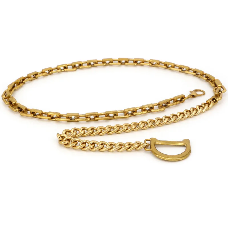 

Brand Belt Letter D Gold Metal Chain Belts for Women Thin Waist