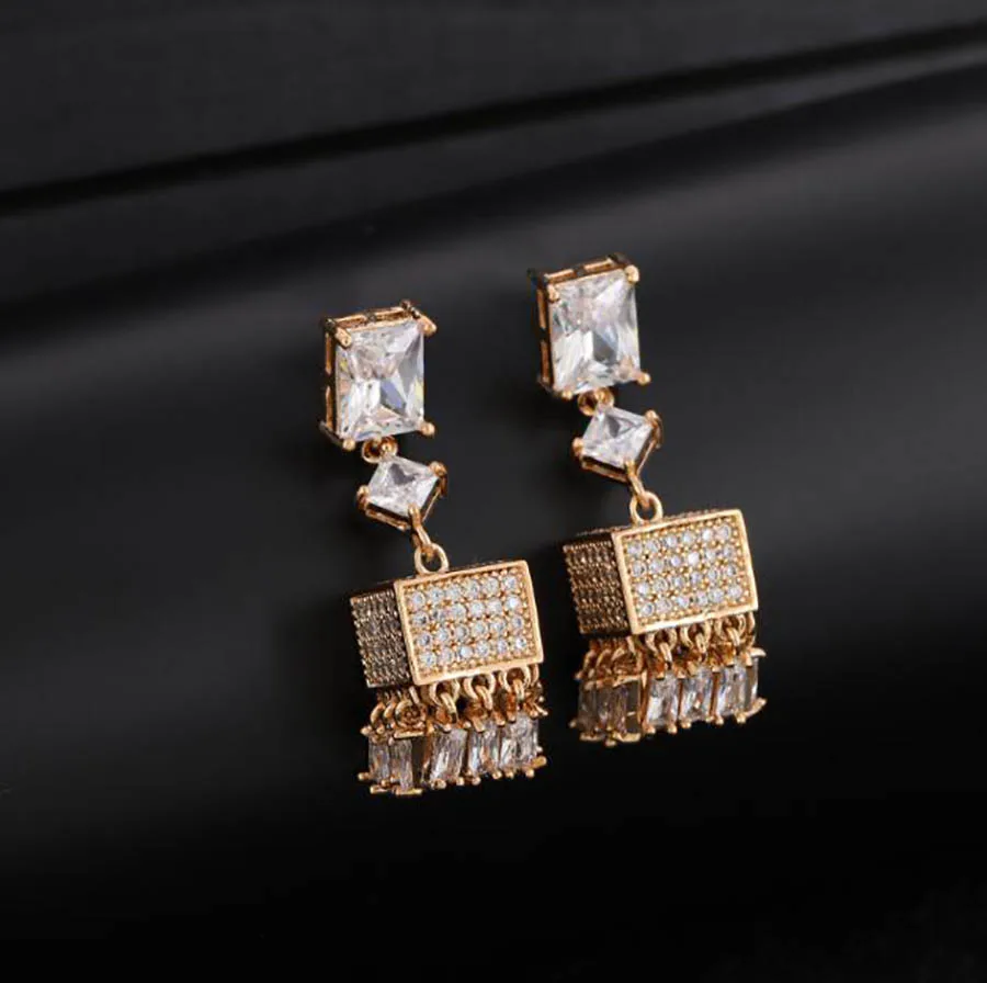 

ins cube tassel earrings for women hot-selling small square 925 gorgeous lady formal office daily jewelry