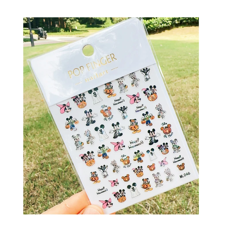 

10PCS Mickey Halloween Nail Sticker, Flash Color Laser Gilded Mitch, Minnie, Snow White Halloween Disney Sticker ML046-055