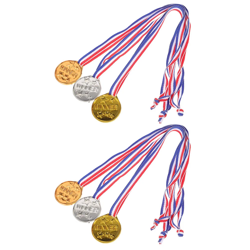 

6 Pcs Children's Medal Toys Gift for Teen Award Props Accessory Decorative Medals Plastic Sports Gold Place Cards