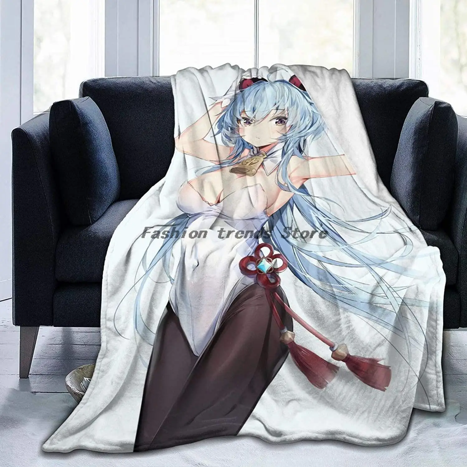 

Genshin Impact Anime Throw Blanket Ultra Soft Micro Fleece Blanket,Light Weight Warm Bed Blanket for Hentai Waifu Teen Girl