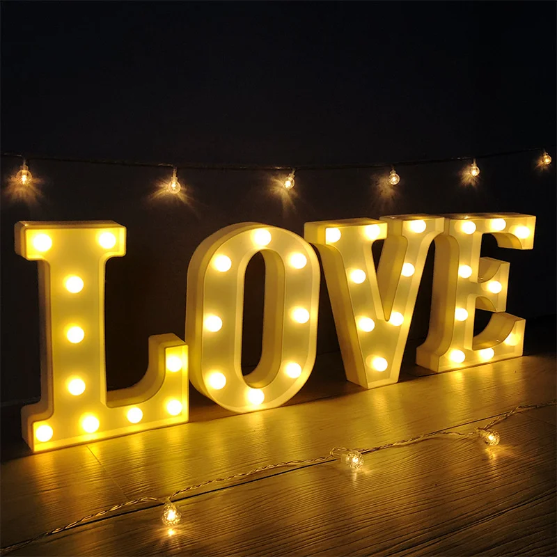 

LED Luminous Alphabet Letter Lights Number Lamps Night Lights Home Wedding Birthday Party Festival Decoration Lamp for Bedroom