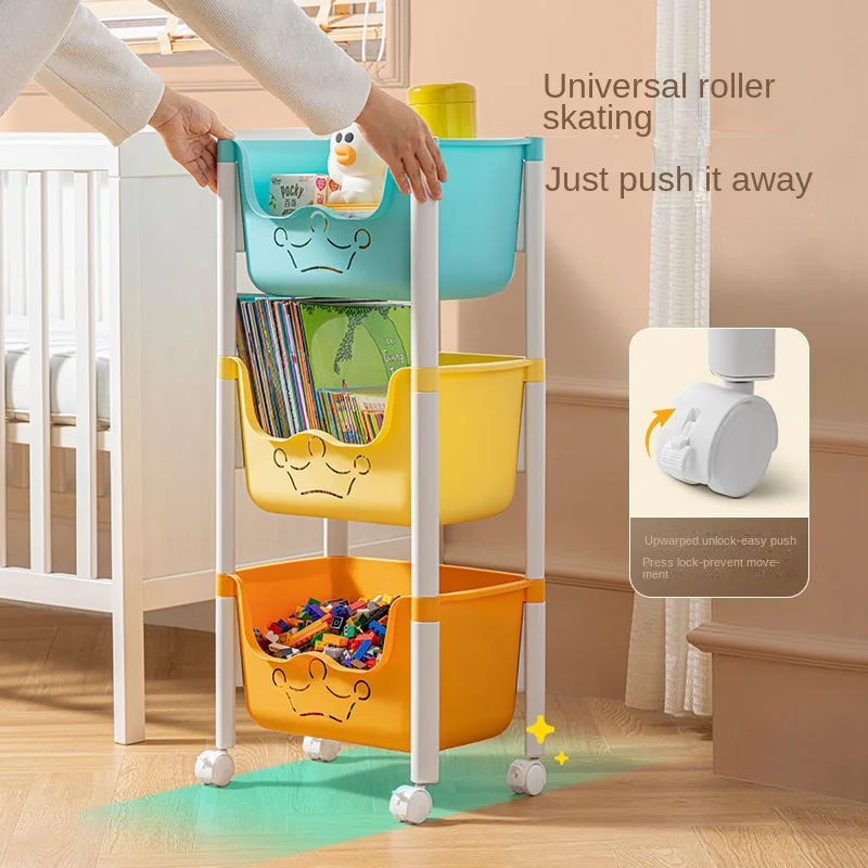 

Bookshelf Children's Picture Book Rack Movable Multi-layer Finishing Toy Home Trolley Storage Snack