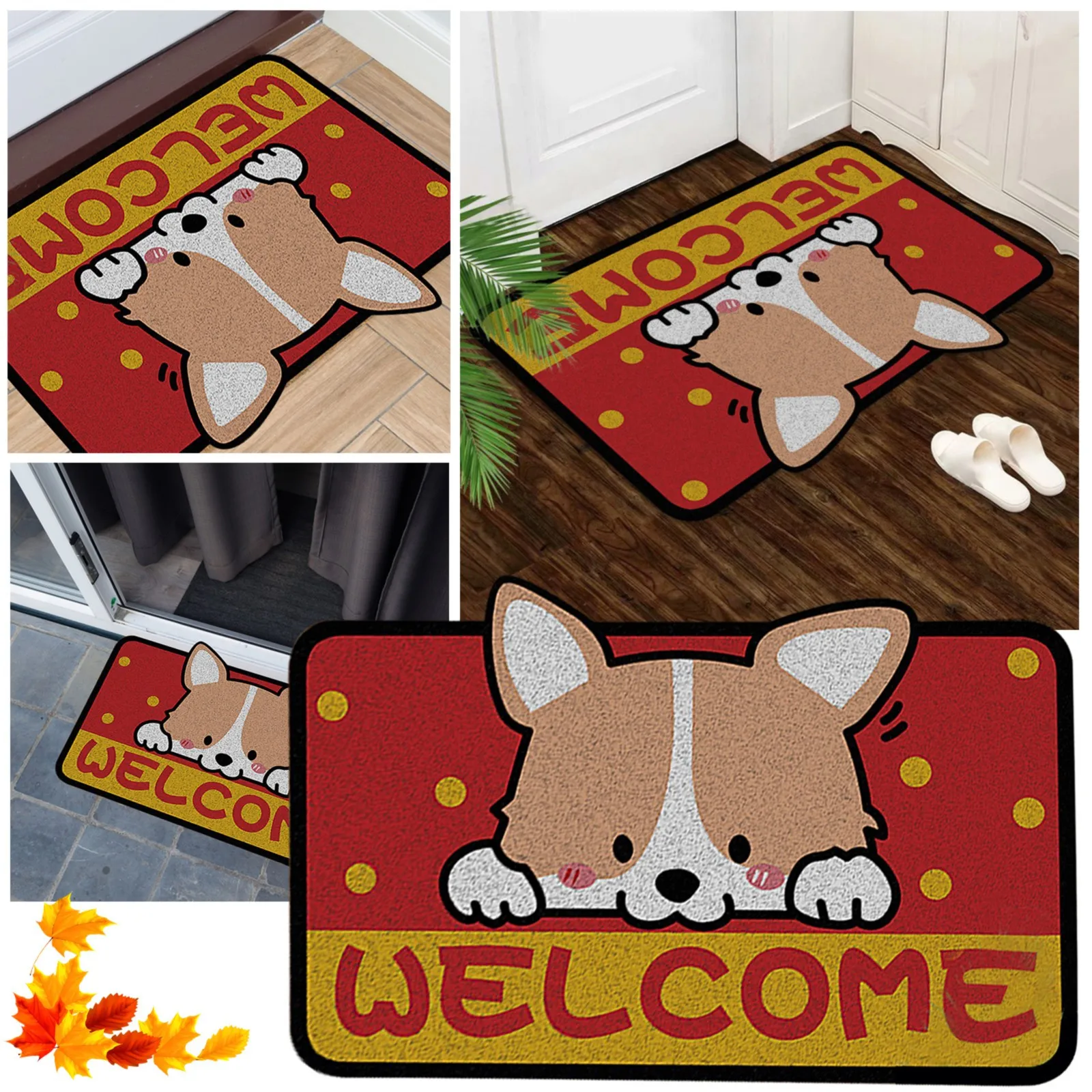 

Коврик для двери у ворот мультяшного животного, шелковое кольцо 23,6*35,4 дюймов