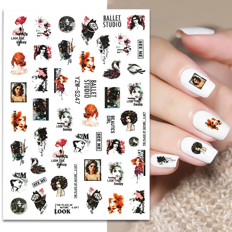 

1 лист наклеек для ногтей абстрактный дизайн лица маникюр Дизайн ногтей Декор DJBS