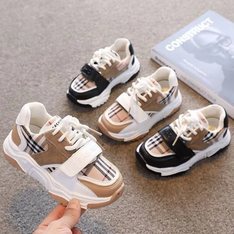 

Zapatos Niña Children Retro Sneakers Spring Autumn New 2023Boys Girls Korean Fashion Color Contrast Plaid Casual Shoes Boys Shoe