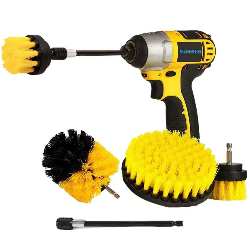 2/3.5/4/'' Brush Attachment Set Power Scrubber Drill Brush Polisher Bathroom Cleaning Kit With Extender Kitchen Cleaning Tools