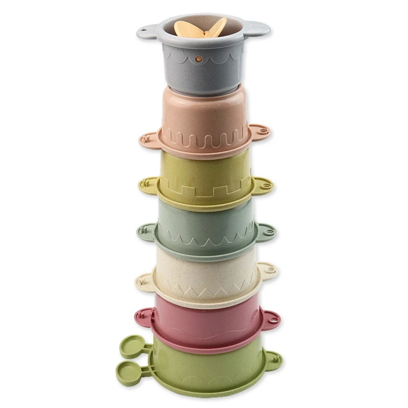 Hourglass Stacking Block Shower Nesting Cup Bath Toy for Babies 3M/6M/9M Neutral N0HD