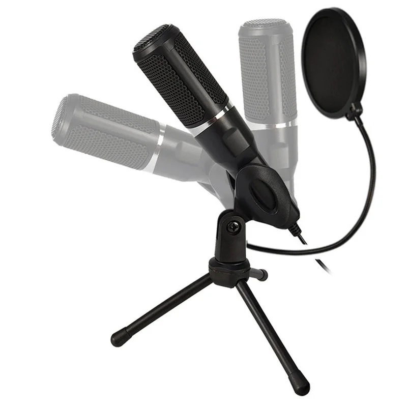 

3.5mm Gaming Microphone USB Studio Condenser Microphone For PC Youtube Audio Recording Voice Chat With Pop Filter Shock Mount