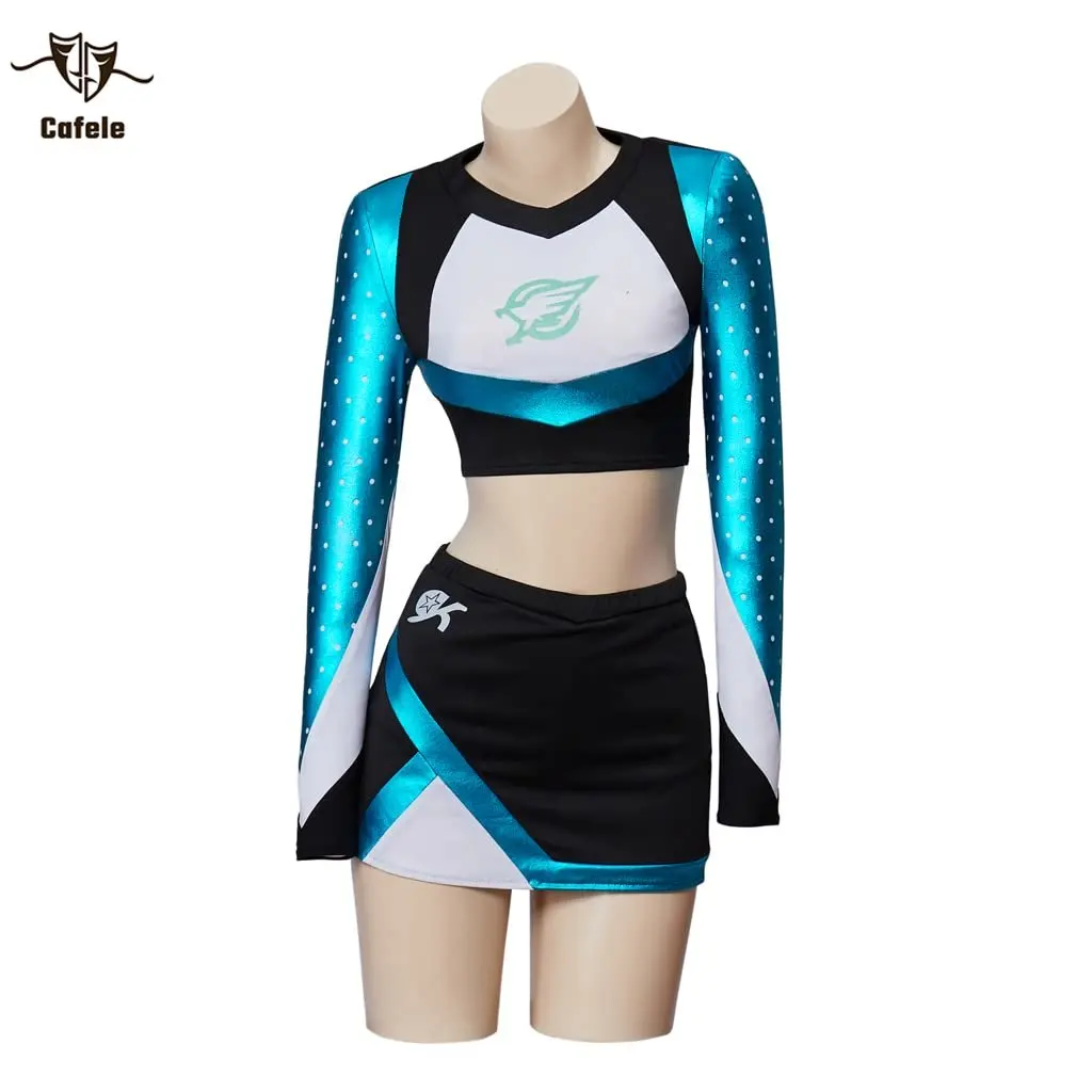 Hot TV Euphoria Cheerleader Uniform Costume Maddy Perez Cheer Outfit Long Sleeve School Cheerleading Halloween Cosplay Props